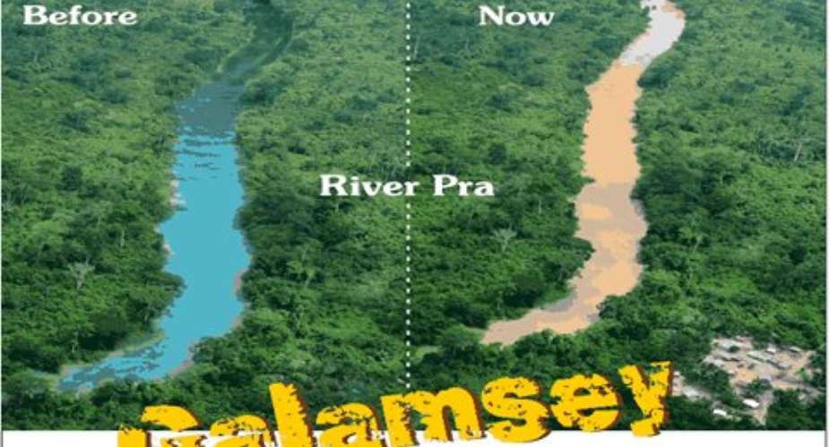 Alluvial mining destroying River Pra