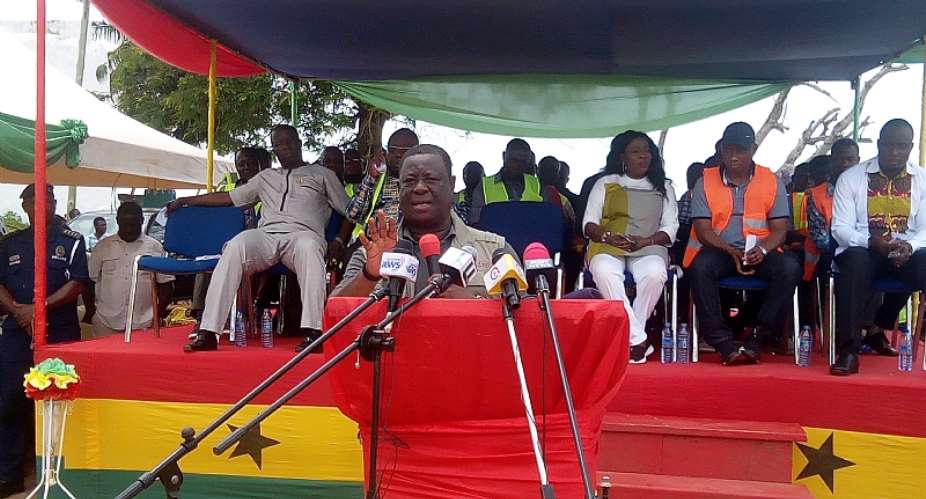 Minister for Roads, Amoako Atta addressing chiefs and people of Axim