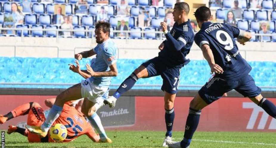 Cristiano Ronaldo (second right) has scored in each of his first four Serie A games this season