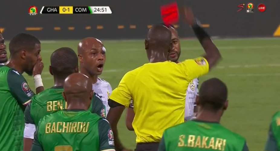 BREAKING NEWS: Captain Andre Ayew sent off in Ghana v Comoros game