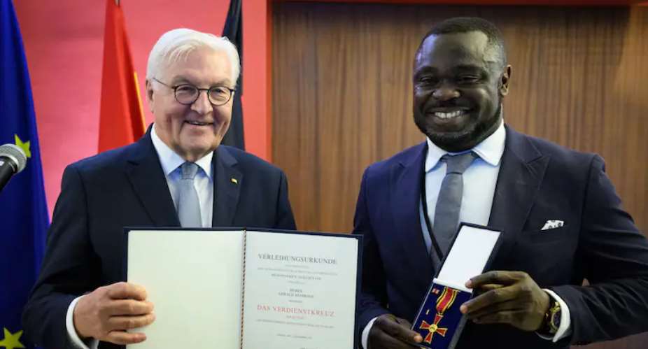President Frank-Walter Steinmeier  and  Gerald Asamoah