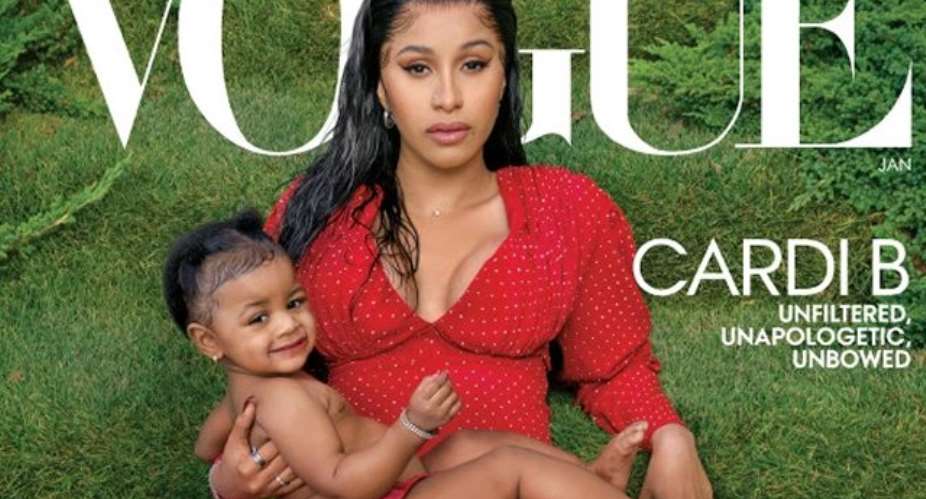 Cardi B covers Vogue for the first time cradling daughter Kulture.