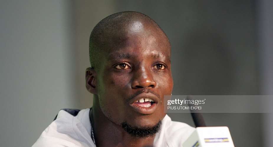 Cologne, GERMANY: Ghanaian skipper midfielder Stephen Appiah speaks of match plans against the Czech players during a media briefing in Cologne, 16 June 2006, on the eve of the 2006 Fifa World Cup football match Czech Republic vs Ghana. AFP PHOTO  PIUS UTOMI EKPEI Photo credit should read PIUS UTOMI EKPEIAFP via Getty Images