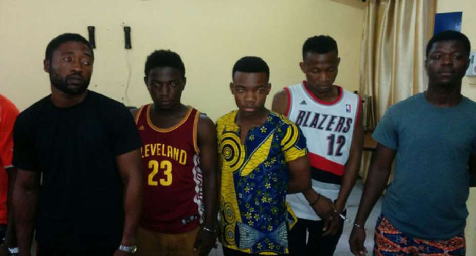 The suspected sakawa boys in police custody
