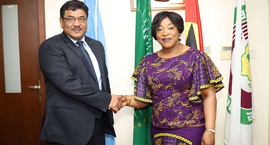 Shirley Ayorkor Botchwey left and outgoing Indian envoy