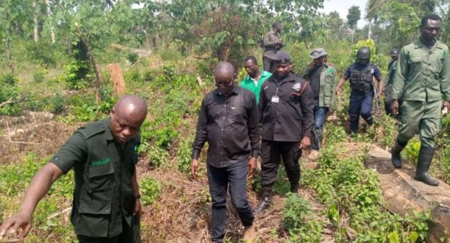 Minister for Lands and Natural Resources, Kwaku Asomah-Cheremehand Forestry Commission officials