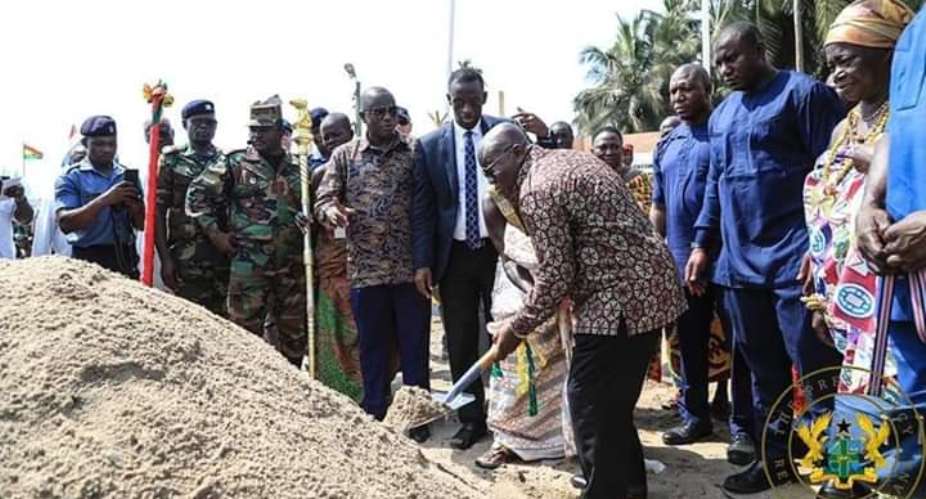 President Akufo-Addo cutting sod for commencement of the project