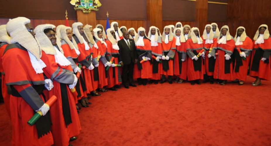 Some of the Superior Court Judges with the President after the swearing in. Picture by Gifty Ama Lawson.