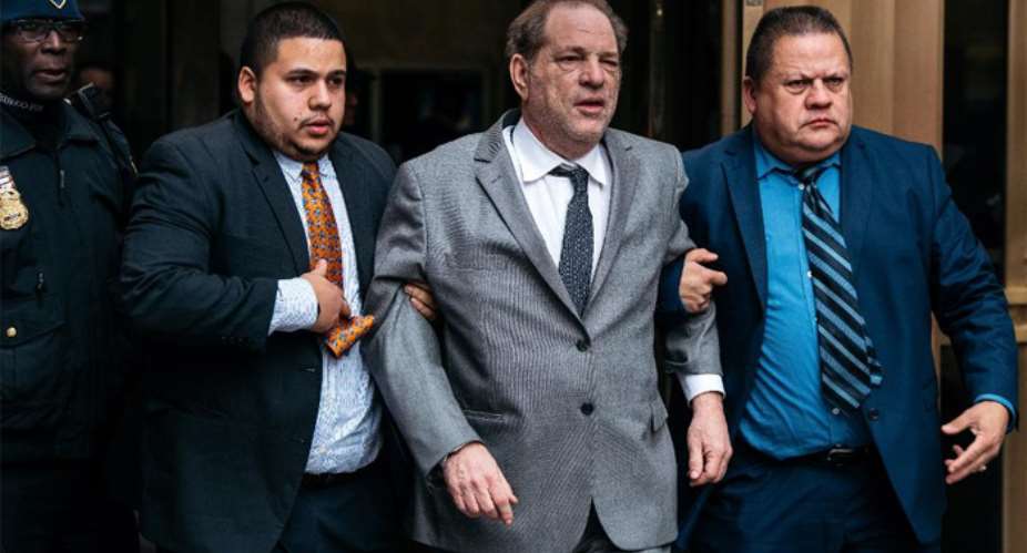 Harvey Weinstein leaving New York City Criminal Court after bail hearing on December 6