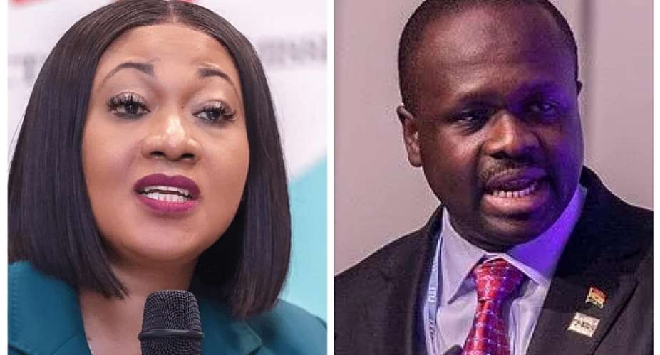 Electoral Commission Chairperson Jean Mensaleft and Dr. Edward Omane Boamah, Director of Elections and IT for the NDC