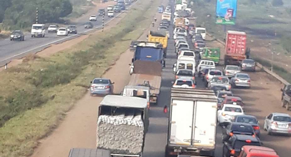 Accra-Tema Motorway Choked With Heavy Traffic