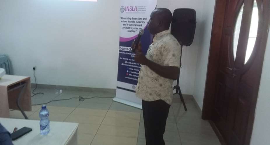 Mr. Issah Ali,the INSLA Project Manager addressing participants