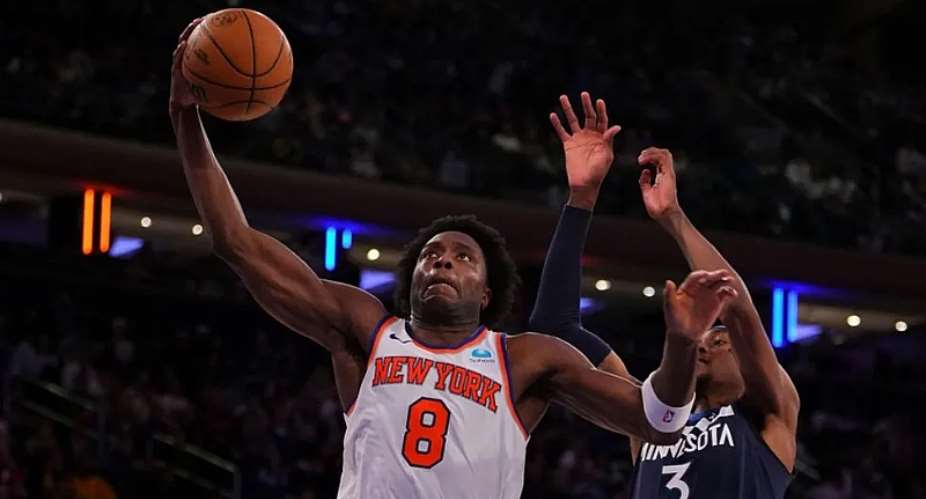 MITCHELL LEFFImage caption,New York Knicks OG Anunoby starred on debut against Minnesota Timberwolves