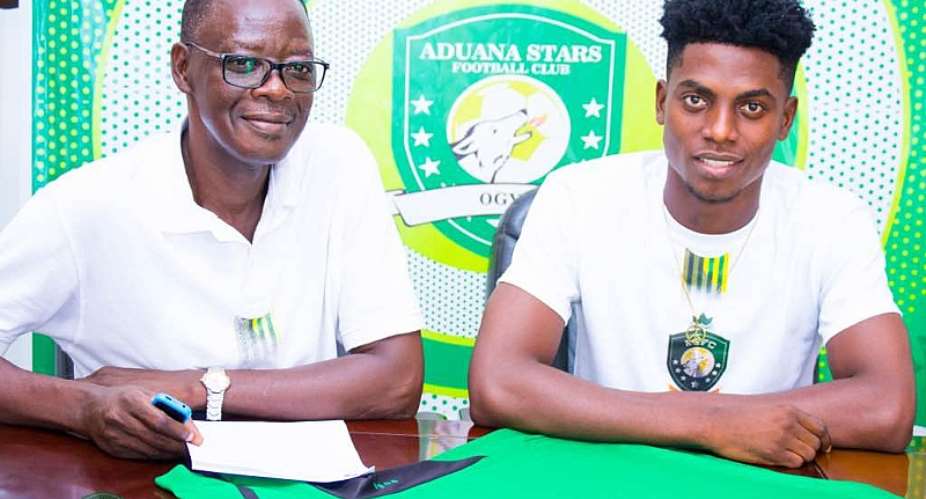 Aduana Stars Unveil Caleb Amankwah After Penning Three-Year Deal