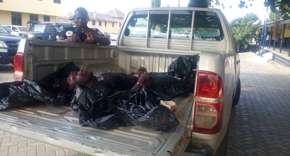 The body of the deceased armed robber