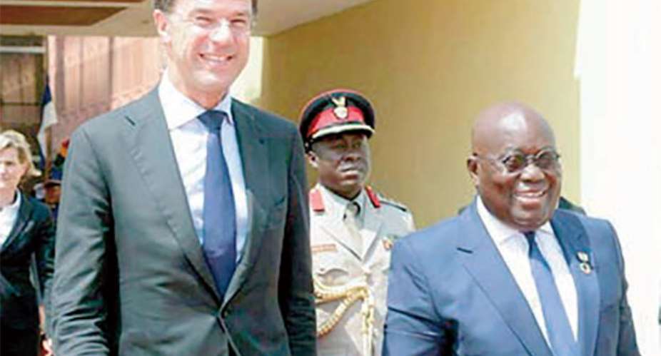 President Akufo-Addo with Mark Rutte at the Flagstaff House on Thursday