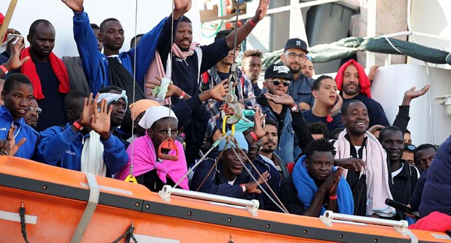 Migrants arriving on board the Aquarius ship of Sos Mediterranee, Palermo, Italy - Source: