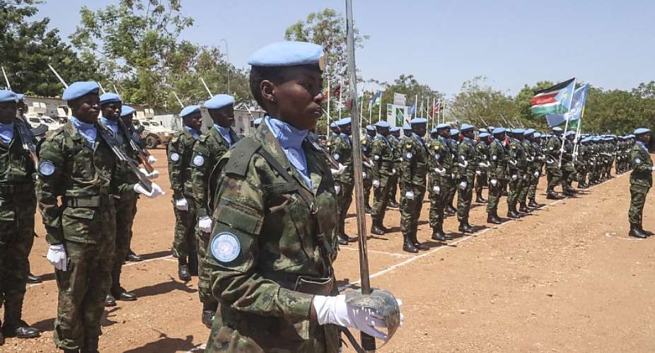 Rwandan soldiers line up to receive their UN peacekeeping medals for their work in Juba, South Sudan in 2019.  - Source: Flickr
