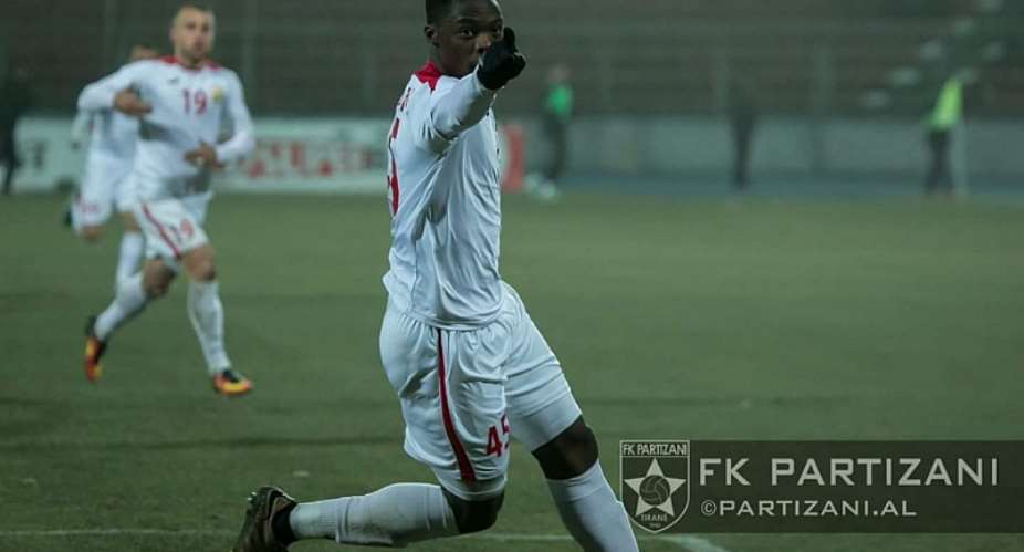 Ghanaian youth forward Caleb Ekuban fires brace to propel Partizani to victory in Albania