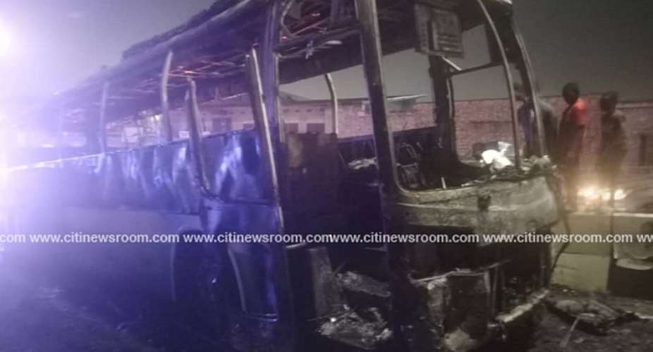 AR: STC bus catches fire at Asafo