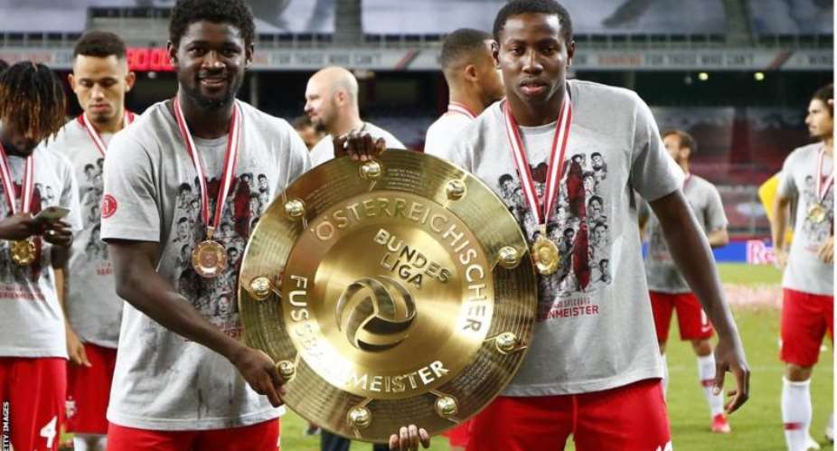 Mali duo Sekou Koita left and Mohamed Camara helped Red Bull Salzburg win the Austrian Bundesliga title