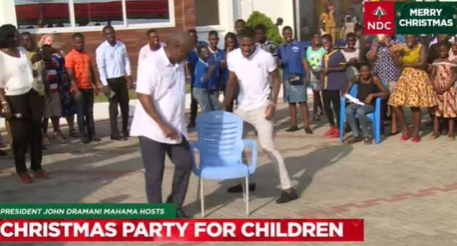 Mahama beats son to win musical chairs competition at Children's party