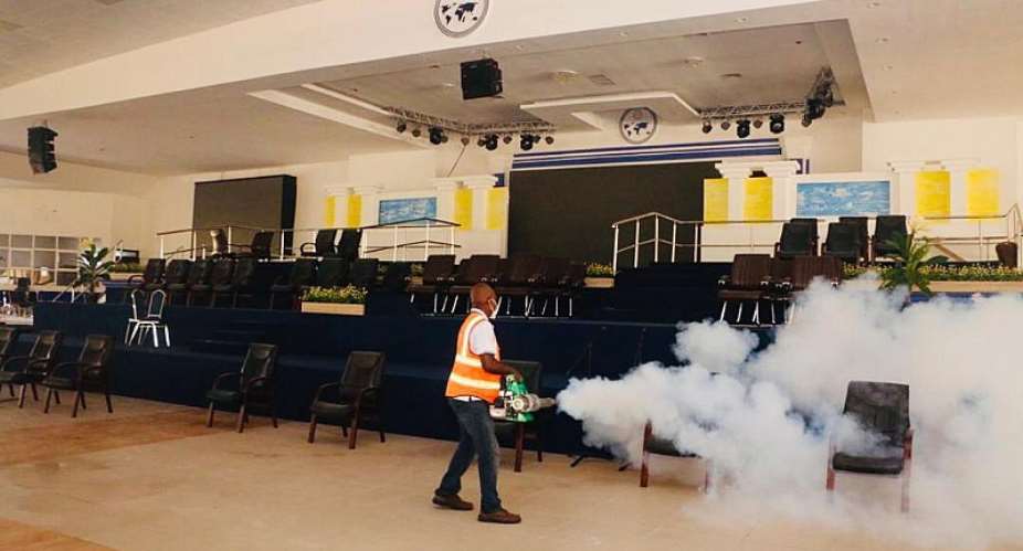 Zoomlion disinfects Pentecost Convention Center at Gomoa