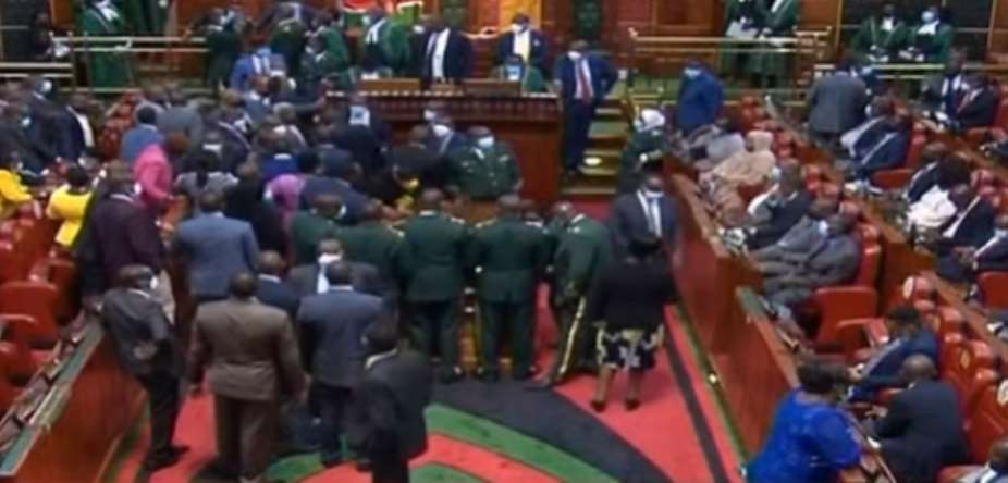 Kenya MPs turn Parliament into wrestling arena during voting; one lawmaker cut in the face