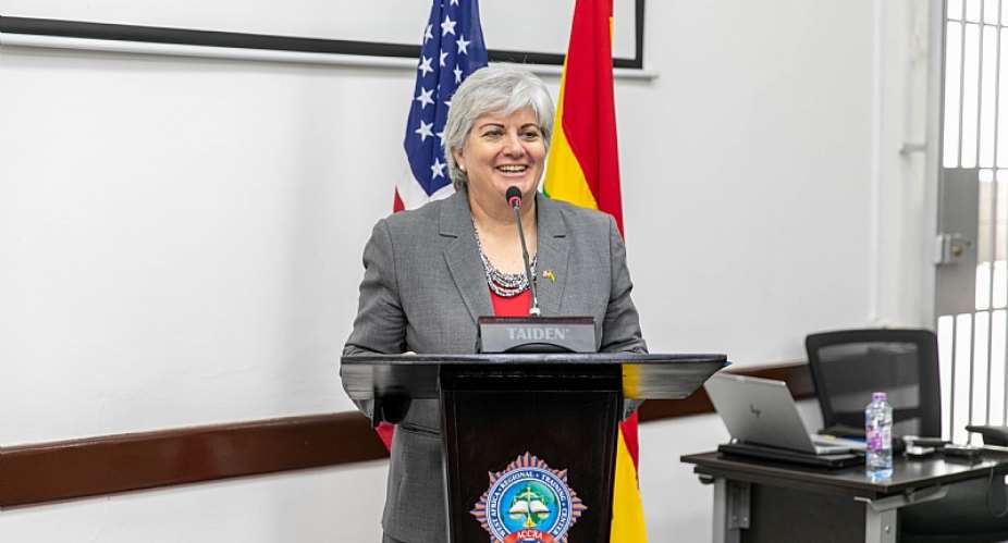 U.S. Ambassador to Ghana Stephanie S. Sullivan delivering remarks during the opening ceremony of the 6th Security Governance Initiative Steering Committee Meeting on Wednesday, January 22, 2020.