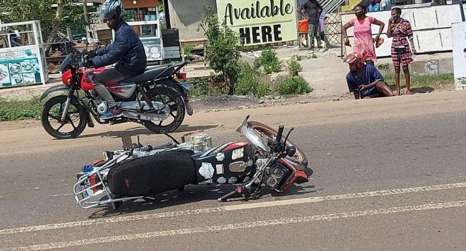 Speeding motorbike runs over pedestrian at Nungua