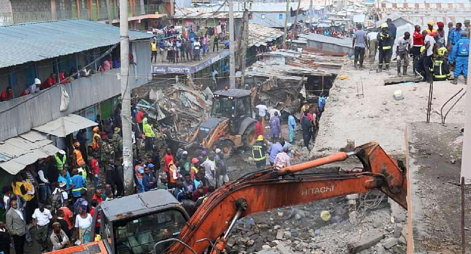 Building collapses, like this one in Nairobi, Kenya in late 2019, are unfortunately common in many large African cities. - Source: Fred MutuneXinhua via Getty