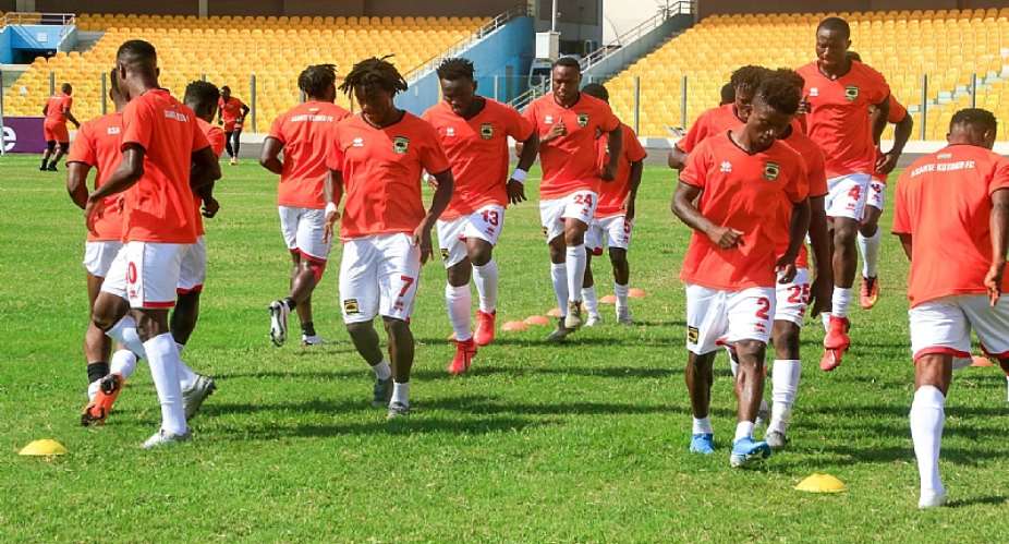 Asante Kotoko players training at Accra Sports Stadium