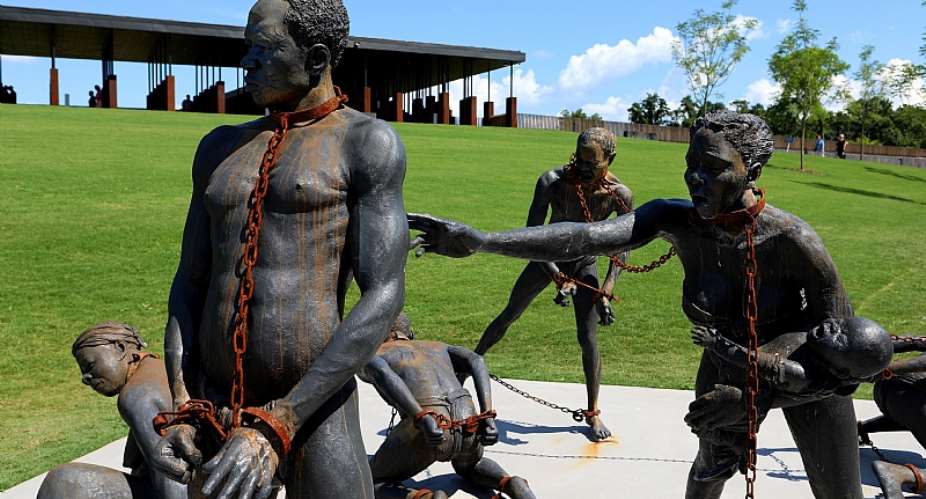 Kwame Akoto-Bamfoamp;39;s sculpture dedicated to the memory of the victims of the Transatlantic slave trade on display  in Montgomery, Alabama.  - Source: Raymond BoydGetty Images