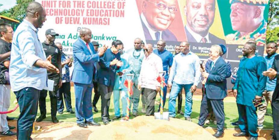 President Akufo-Addo, Napo and other officials during the sod-cutting ceremony