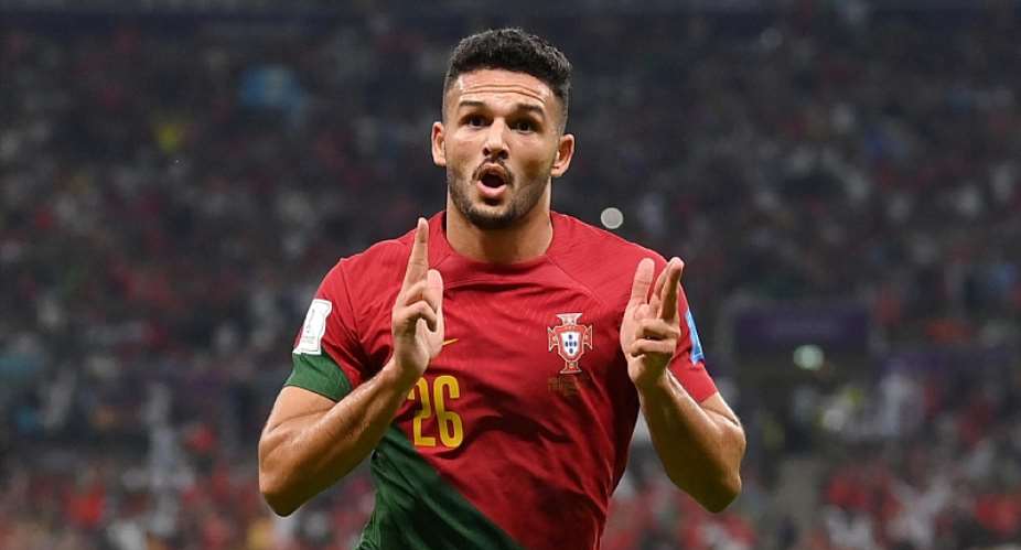 Goncalo Ramos of Portugal celebrates after scoring the team's first goal during the FIFA World Cup Qatar 2022 Round of 16 match between Portugal and Switzerland at Lusail StadiumImage credit: Getty Images