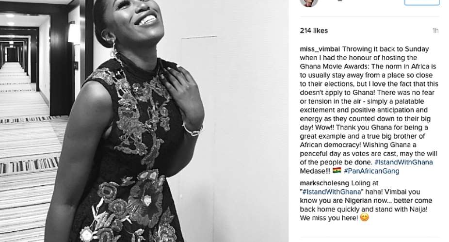IStandWithGhana: Vimbai Sends Heartfelt Message to Ghanaians on Election Day