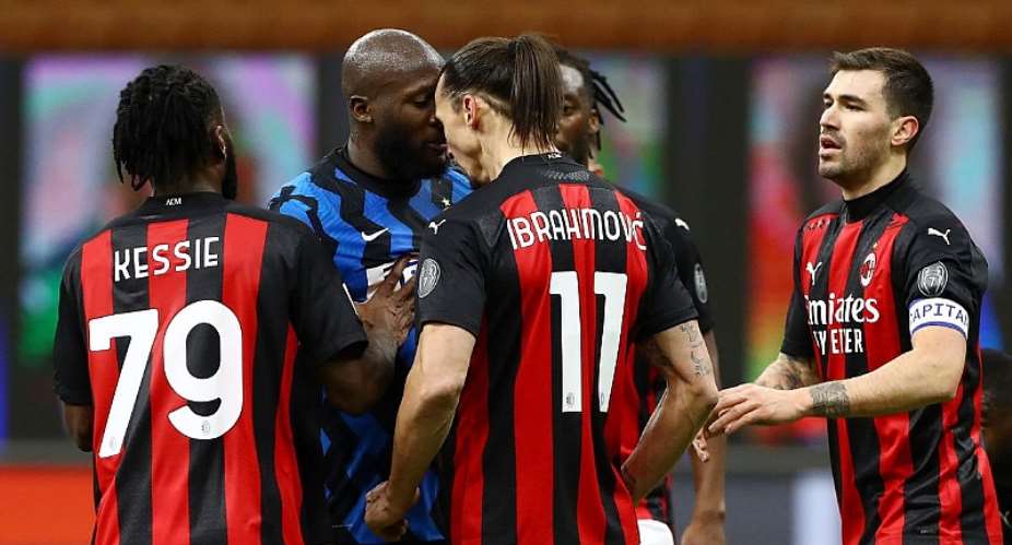 Lukaku and Ibrahimovic clash during Coppa Italia derby