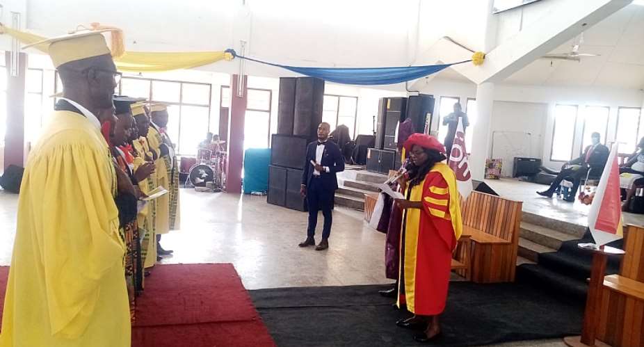 JCCT Founder, Rev. Dr. Mrs Joyce Orleans Madjitey addresses the graduating students