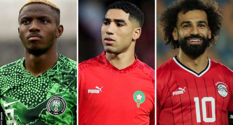 Will Victor Osimhen left or Achraf Hakimi centre become Caf's player of the year for the first time - or will Mohamed Salah right pick up the award for the third time?