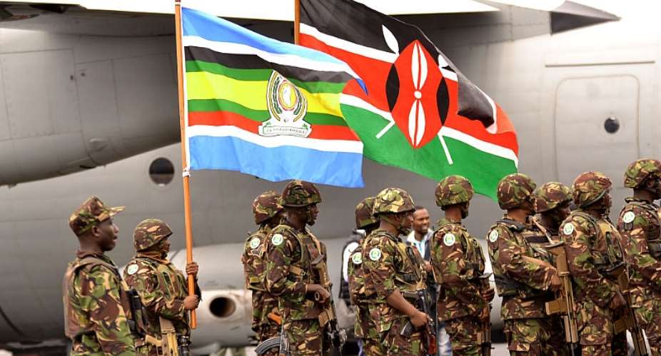 Kenyan troops fly the flags of the East African Community and Kenya in Goma, eastern DRC.  - Source: Augustin WamenyaAnadolu Agency via Getty Images