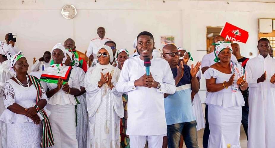 Ketu North MP-elect, Eric Edem Agbana, speaking at a Thanksgiving Service
