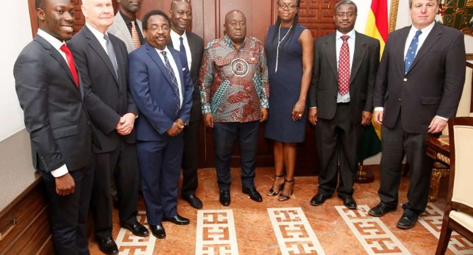 President Akufo-Addo in a group photograph with members of the delegation from the Physician Foundation from North America