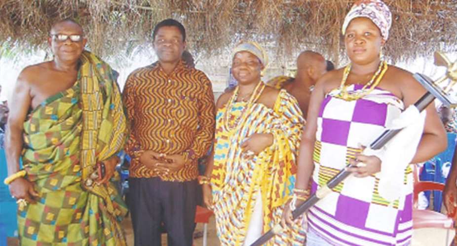 From Left: Mankrado Djanie, Kwaku Ansa-Asare, Mamaga Adomwaa-Nani and her linguist