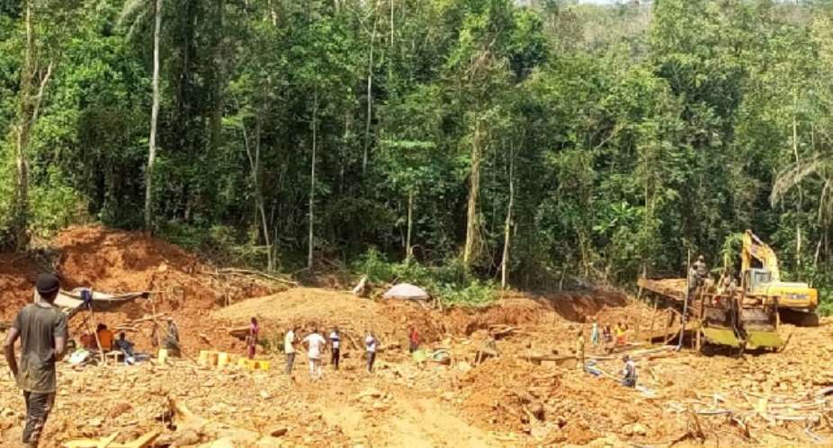 Galamsey: Forestry Commission destroys excavator at Atewa Forest