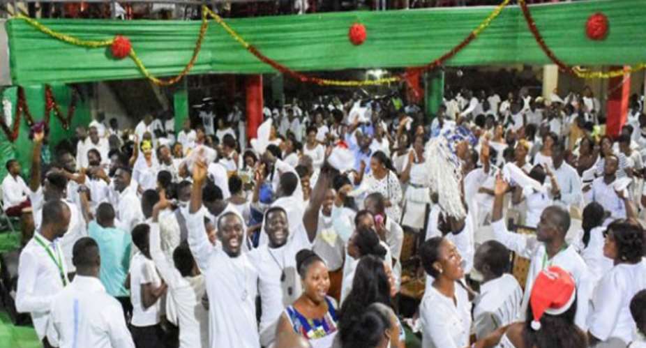 Ghanaians at a watch night service