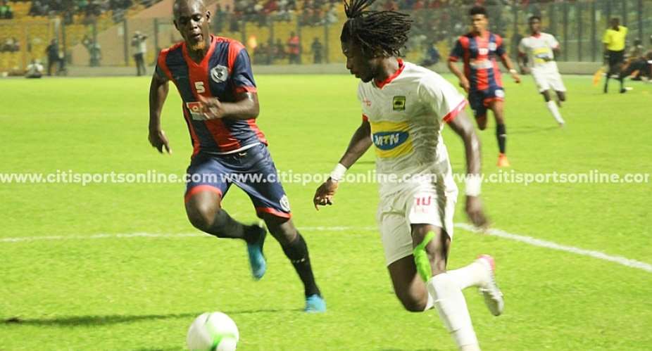 Sogne Yacouba in action against Legon Cities FC last Friday at the Accra Sports Stadium