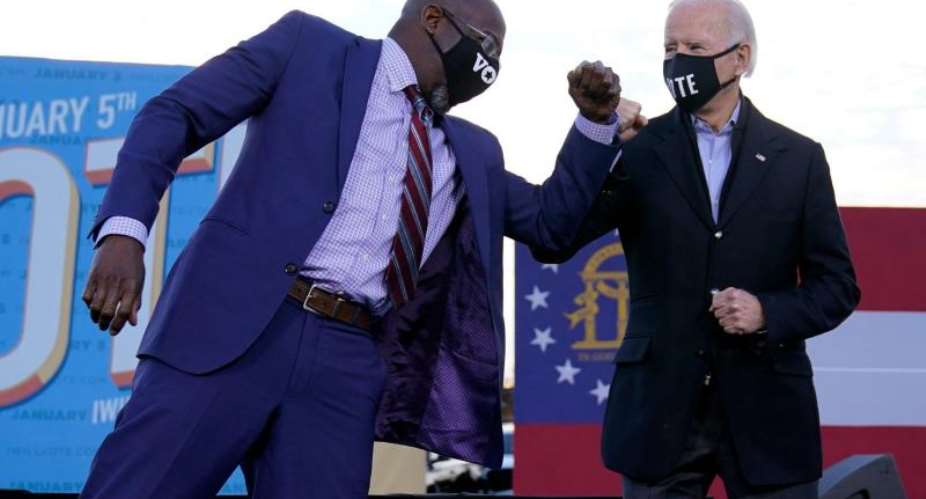 Joe Biden right strongly supported Democratic Senate candidate Raphael Warnock in the campaign.