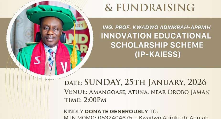 Professor Adinkrah-Appiah to launch innovation scholarship to uplift brilliant but needy Atuna youth