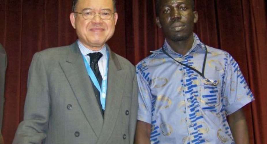 Mr Dwomoh in pose with UNCTAD Secretary General H.E Supachai Panitchpakdi