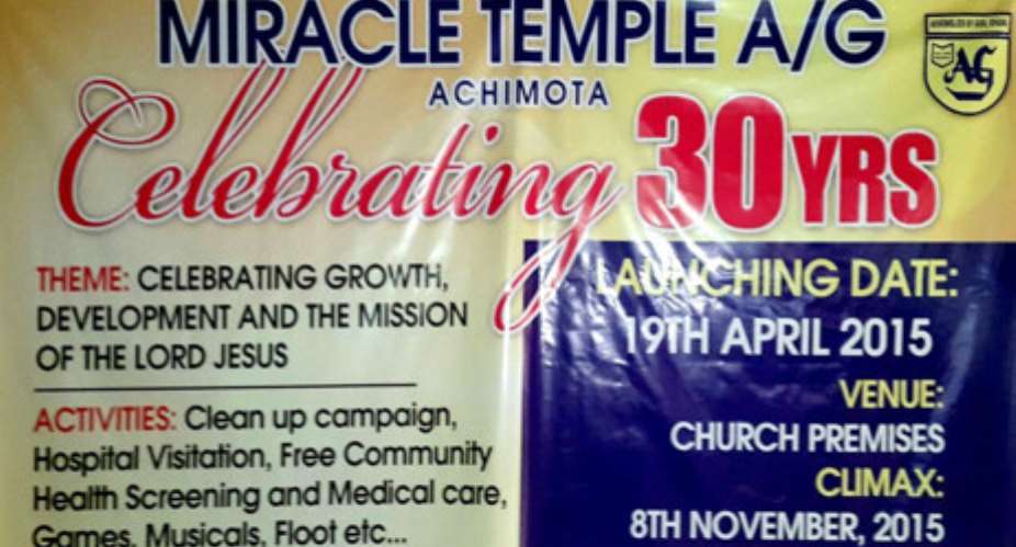 Miracle Temple Assemblies Of God Church Launched 30th Anniversary Celebration